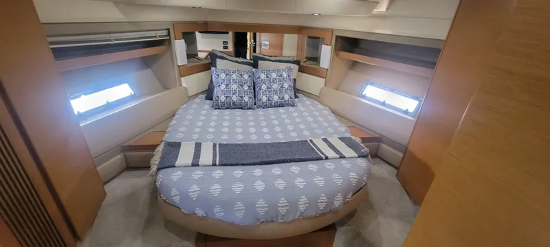 Slide: The Image of Luxurious bedroom interior of 2013 Azimut 45 Flybridge yacht with cozy bedding. - 42