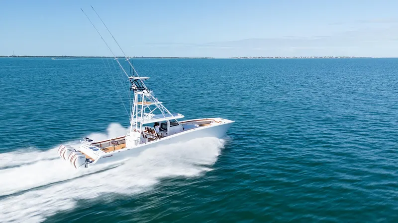 Slide: The Image of Freeman 47 boat cruising on open water, 2022 model. - 40