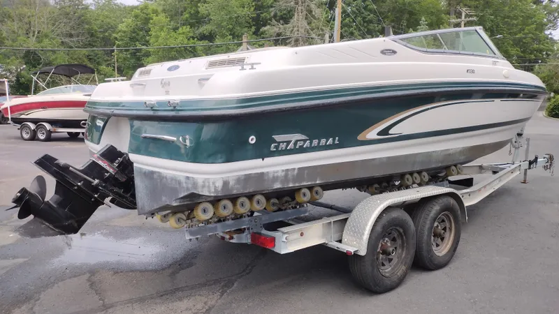Slide: The Image of 1996 Chaparral 2330 SS boat on a trailer, rear view. - 3