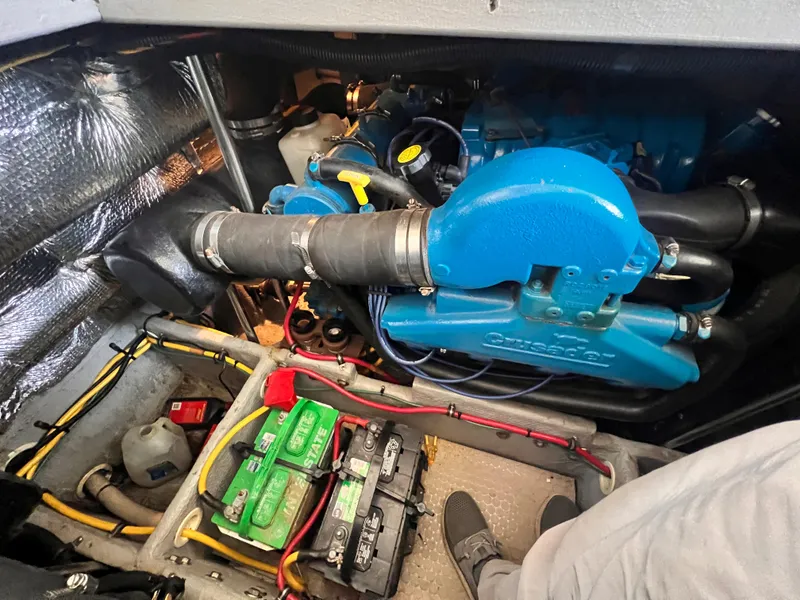 Slide: The Image of Engine compartment of a 2001 Silverton 352 Motor Yacht with Crusader engine. - 26