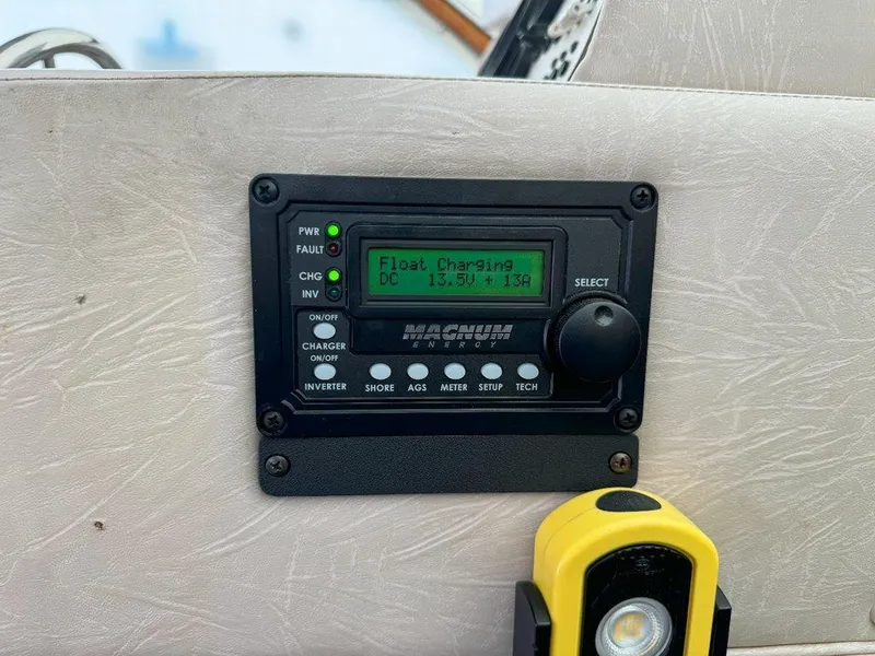 Slide: The Image of Control panel on a 1985 Sea Ray 390 Sedan Bridge boat. - 23