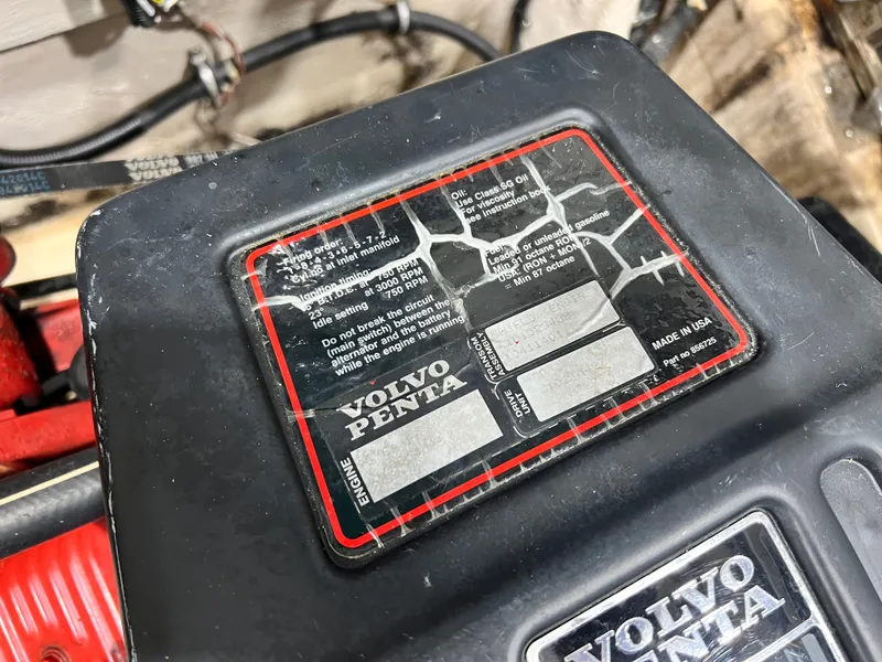 Slide: The Image of Close-up of Volvo Penta engine label on 1994 Chris-Craft 262 Crowne boat. - 17