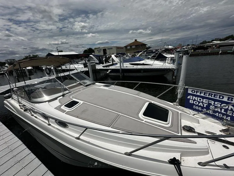 Slide: The Image of 2005 Regal Commodore 27 boat docked at marina, for sale by Anderson Boat Sales. - 6