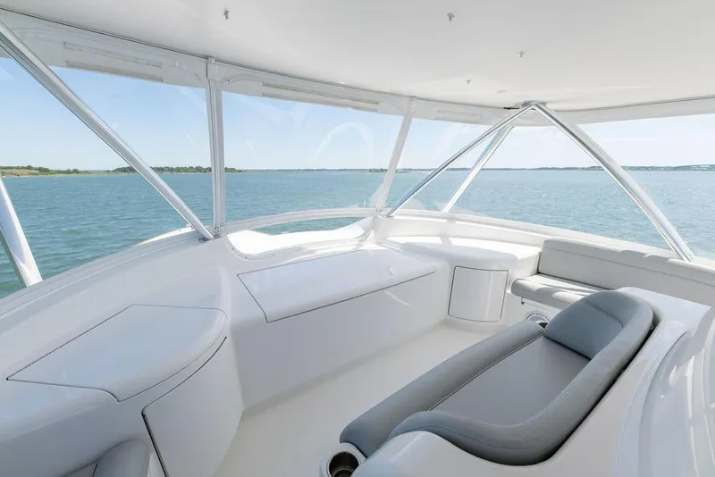 Slide: The Image of 2017 Viking 72 Convertible yacht interior with panoramic ocean view. - 14