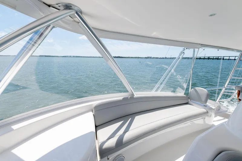 Slide: The Image of Interior view of 2017 Viking 72 Convertible yacht with ocean backdrop. - 15