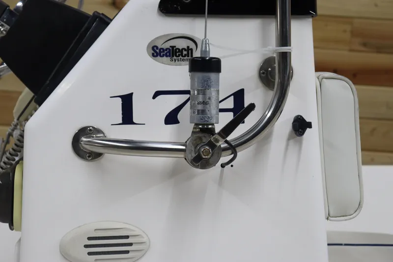 Slide: The Image of Close-up of a 2002 Cobia 174 Center Console boat with SeaTech Systems equipment. - 7