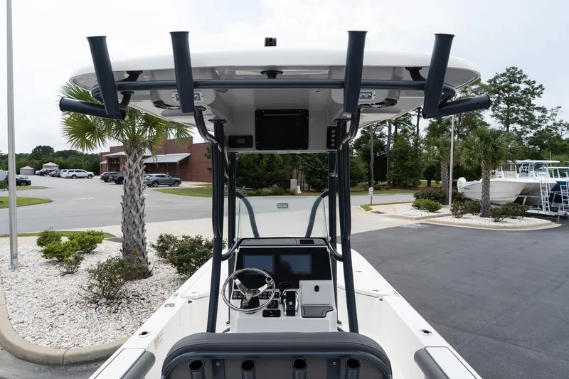 Slide: The Image of 2024 Sea Born FX24 Bay boat console with T-top and electronics. - 8