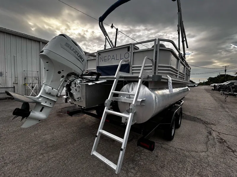Slide: The Image of Nepallo CW18 2022 pontoon boat with Suzuki outboard motor on trailer. - 32