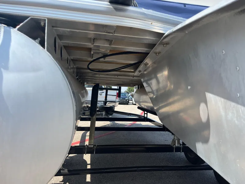 Slide: The Image of Underneath view of 2022 Nepallo CW18 pontoon boat, showcasing structural details and pontoons. - 47