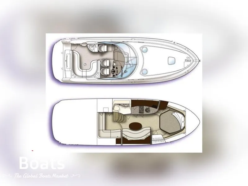 Slide: The Image of Top and side view layout of 2001 Sea Ray 340 Sundancer boat. - 18