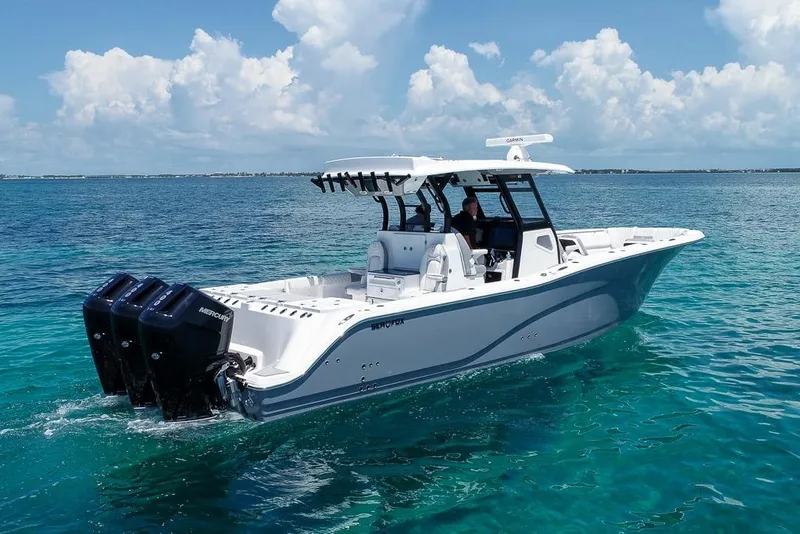 Slide: The Image of 2025 Sea Fox 368 Commander cruising on clear blue ocean waters. - 3