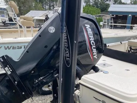 Slide: The Image of 2020 Carolina Skiff 19 JVS with Mercury outboard motor and Power-Pole anchor. - 5
