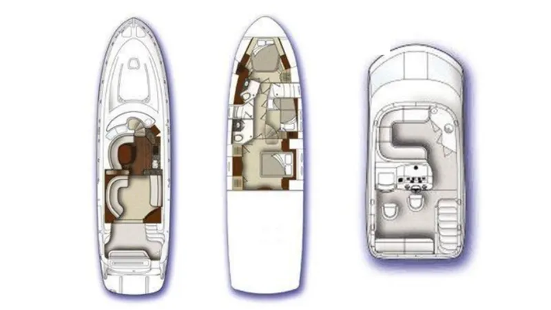 Slide: The Image of Floor plan of 2006 Sea Ray 58 Sedan Bridge yacht, showing interior layout and design. - 12