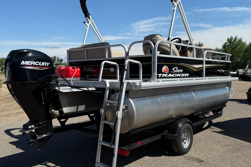 Slide: The Image of 2022 Sun Tracker Bass Buggy 16 XL Select pontoon boat with Mercury engine. - 3