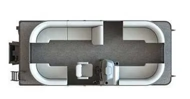 Slide: The Image of 2024 Starcraft Pontoon LX 20 R, top view layout, spacious seating, modern design. - 3