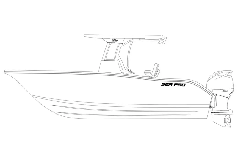 Slide: The Image of 2024 Sea Pro 242 Center Console boat line drawing, side view. - 19
