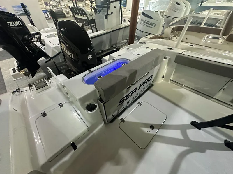 Slide: The Image of 2024 Sea Pro 242 Center Console boat with Suzuki outboard engines. - 9