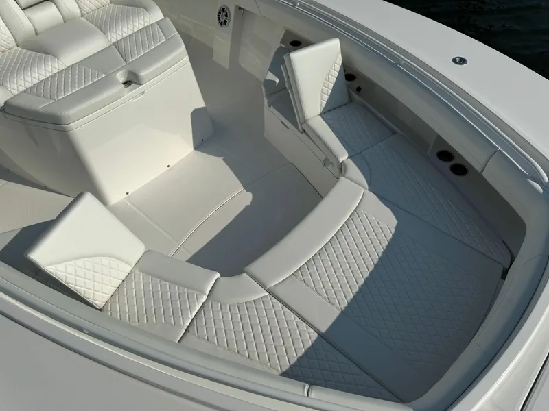 Slide: The Image of Luxurious seating area on the 2025 Regulator 37 boat. - 48