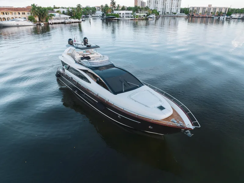 Slide: The Image of 2012 Riva 75 Venere luxury yacht cruising on calm waters. - 2