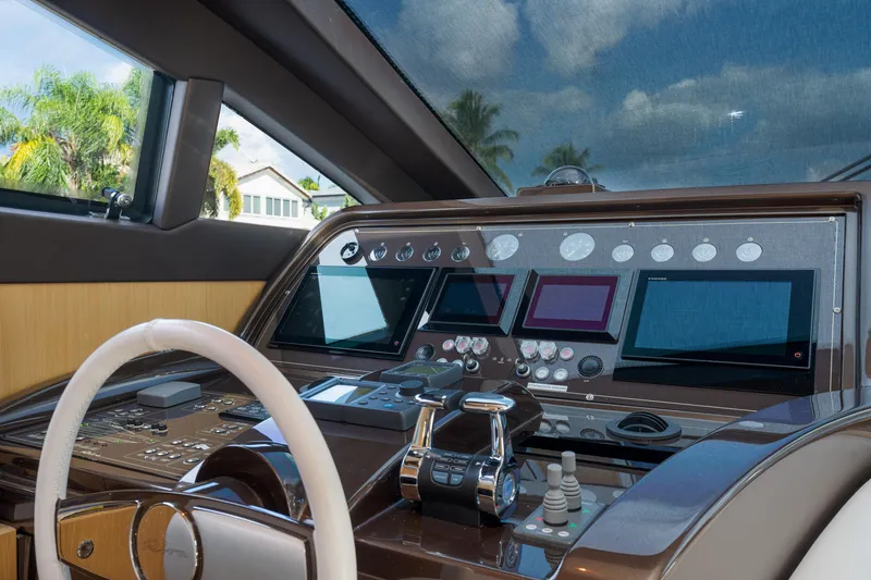 Slide: The Image of Cockpit of 2012 Riva 75 Venere yacht with advanced navigation systems. - 27
