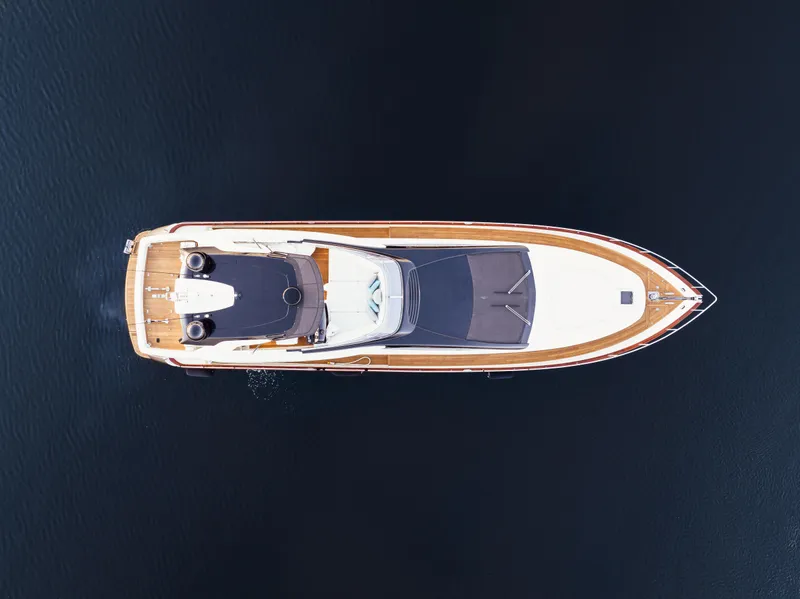 Slide: The Image of Aerial view of 2012 Riva 75 Venere luxury yacht on calm water. - 3