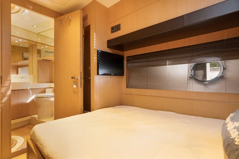 Slide: The Image of Luxurious bedroom and bathroom interior of 2012 Riva 75 Venere yacht. - 32