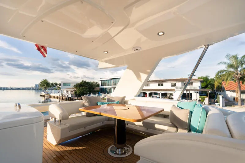 Slide: The Image of Luxury deck of 2012 Riva 75 Venere yacht with waterfront view. - 43