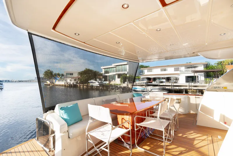 Slide: The Image of Luxurious 2012 Riva 75 Venere yacht with spacious outdoor dining area. - 49