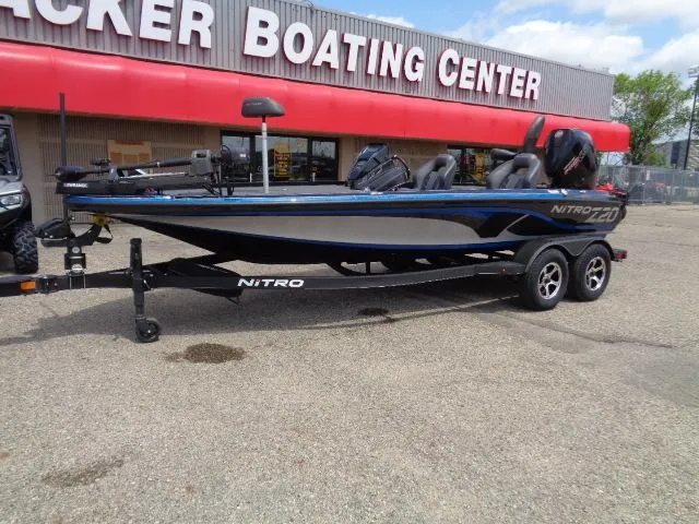 Slide: The Image of 2024 Nitro Z20 Pro boat on trailer at Tracker Boating Center. - 2