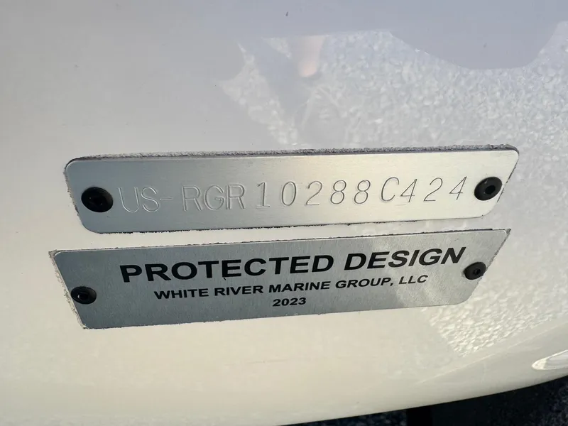 Slide: The Image of 2024 Ranger Z521R Ranger Cup Equipped boat identification and protected design plates. - 3