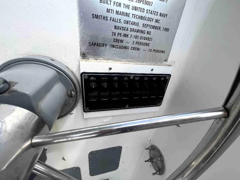 Slide: The Image of Control panel of a 1990 MTI 26-Foot US NAVY Personnel Boat. - 33