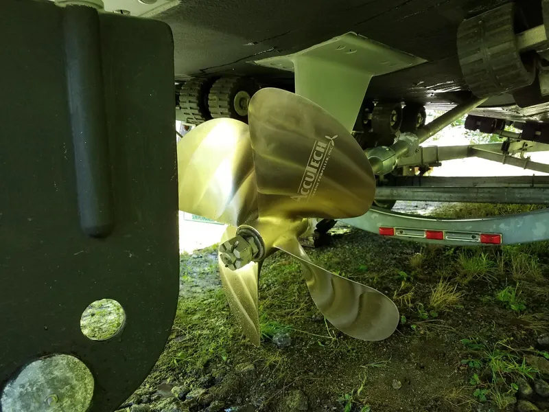 Slide: The Image of Propeller of a 1990 MTI 26-Foot US NAVY Personnel Boat on a trailer. - 44