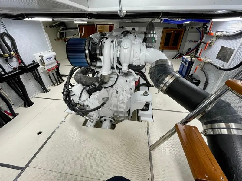 Slide: The Image of Engine room of 2024 Helmsman Trawlers 38 Sedan with modern equipment. - 11