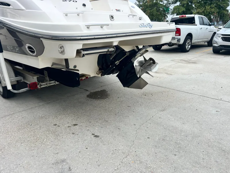Slide: The Image of Rear view of a 2008 Sea Ray 270 Select EX boat on a trailer. - 6