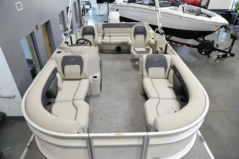 Slide: The Image of 2024 Barletta ARIA A20UC pontoon boat interior with spacious seating. - 10
