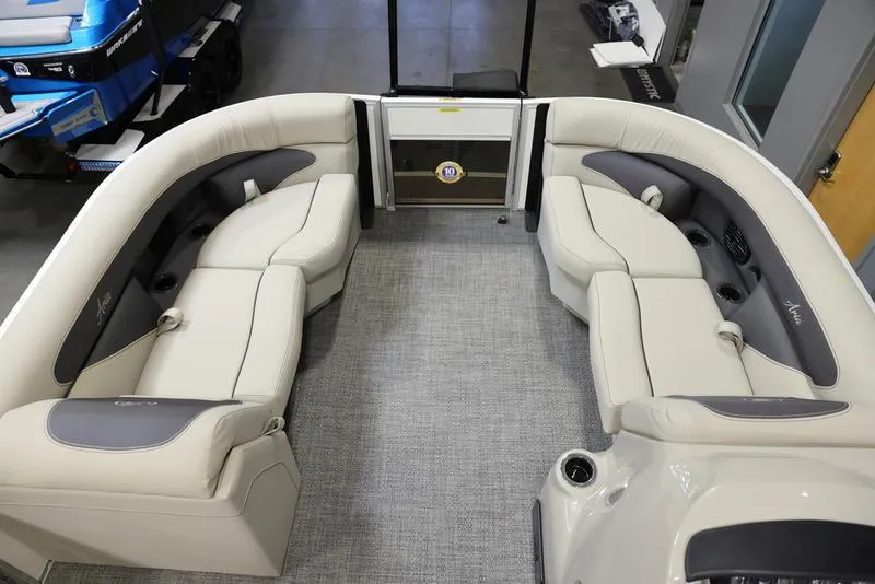Slide: The Image of 2024 Barletta ARIA A20UC boat interior with plush seating and modern design. - 4