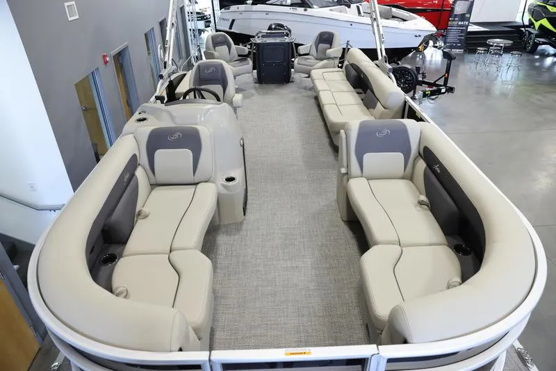 Slide: The Image of 2024 Barletta Aria A22CC pontoon boat interior with spacious seating. - 4