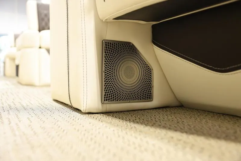 Slide: The Image of 2024 Barletta LUSSO L25M interior speaker detail with beige upholstery. - 37