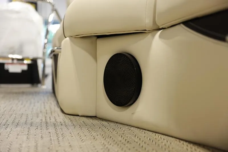 Slide: The Image of 2024 Barletta LUSSO L25M boat interior speaker and seating detail. - 38