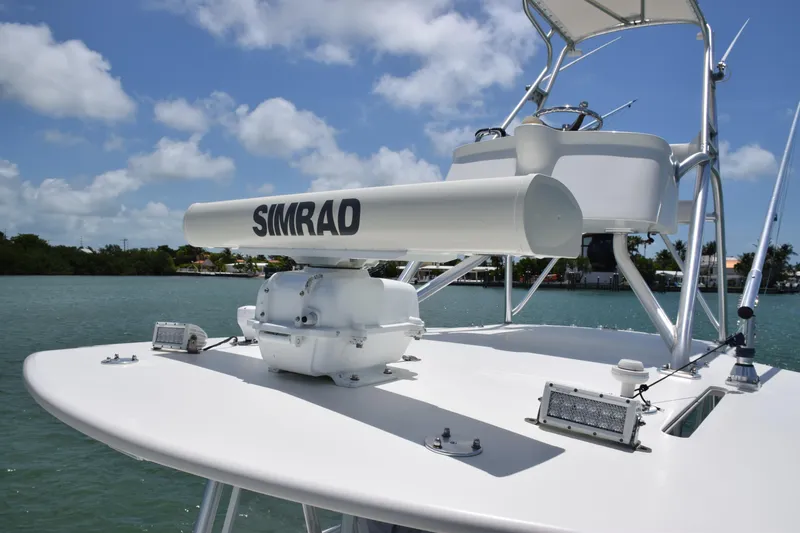 Slide: The Image of 2015 SeaVee 370z boat with Simrad radar on the deck. - 46
