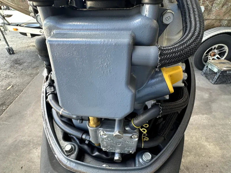 Slide: The Image of Close-up of a 2018 Yamaha Outboards F20LPA engine. - 13