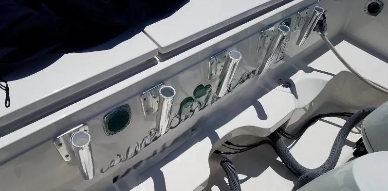 Slide: The Image of Rod holders on a 2017 Pursuit S 408 Sport boat. - 24