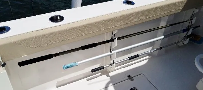 Slide: The Image of Fishing rod holders on a 2017 Pursuit S 408 Sport boat. - 35