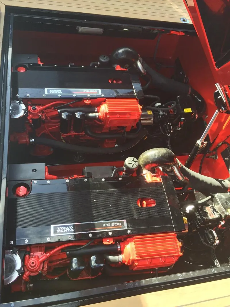 Slide: The Image of Engine compartment of a 2008 Fjord Express, featuring dual powerful engines. - 12