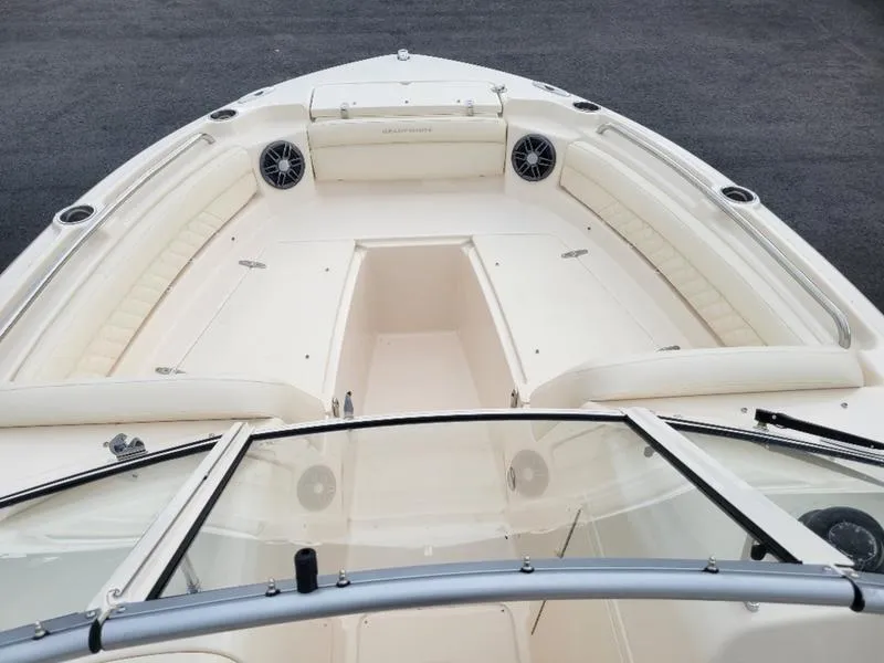 Slide: The Image of 2025 Grady-White Freedom 215 boat interior with spacious seating and sleek design. - 8