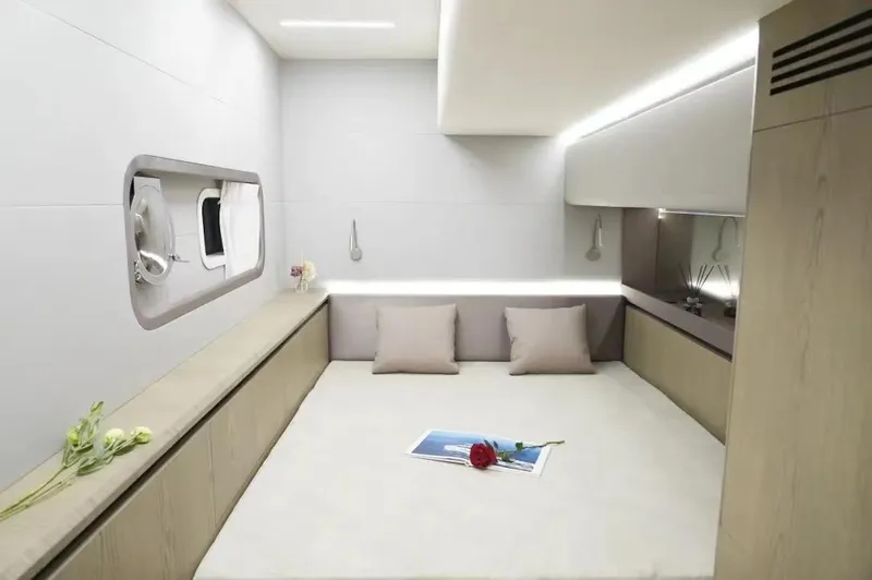 Slide: The Image of Luxurious bedroom interior of 2024 Catamaran Diamond Yachts EF56 with modern design. - 17