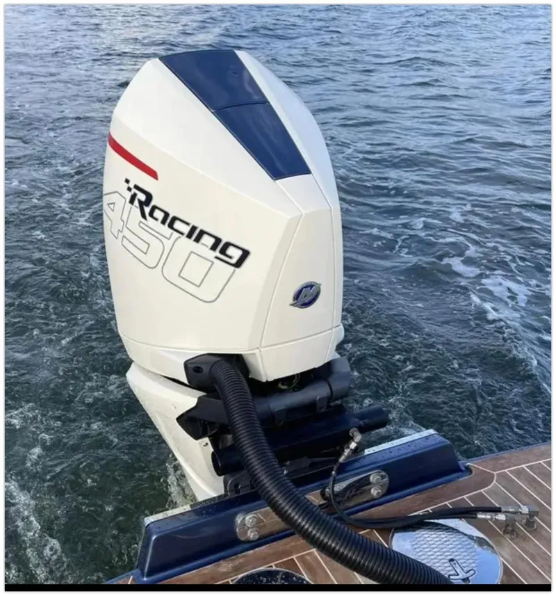 Slide: The Image of 2021 Chris-Craft 28 LAUNCH GT with Racing 450 outboard engine on water. - 44