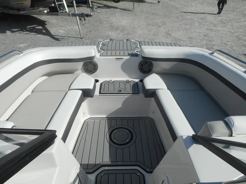 Slide: The Image of 2024 Starcraft SVX 210 OB DC boat interior with spacious seating and modern design. - 7