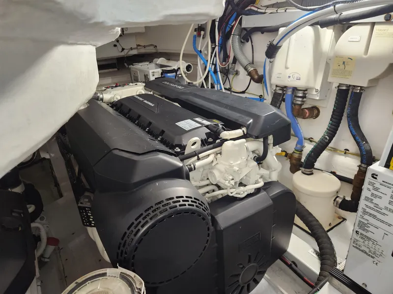 Slide: The Image of Engine room of 2019 Azimut S6 yacht, showcasing mechanical components and wiring. - 42