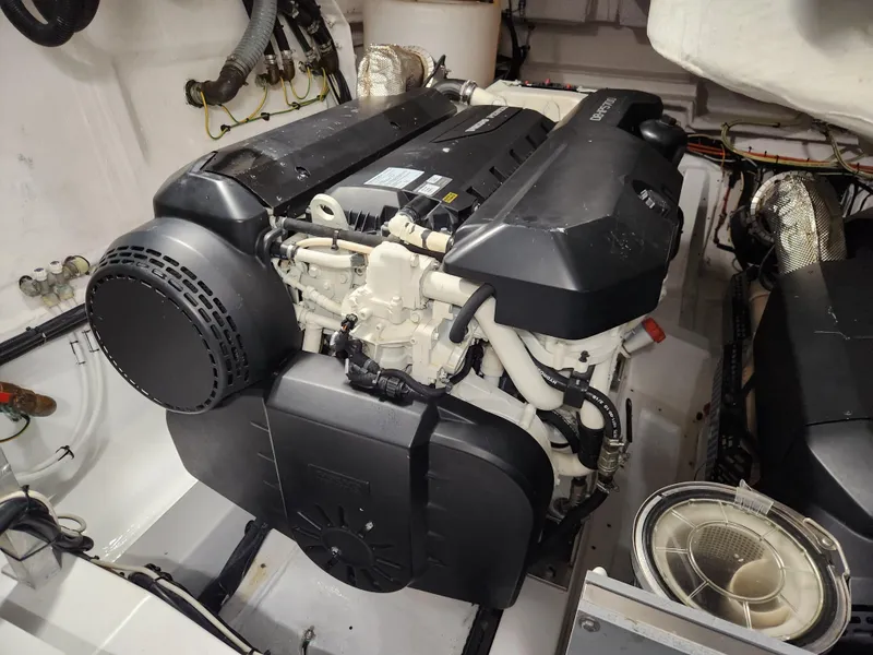 Slide: The Image of Engine room of 2019 Azimut S6 yacht showcasing powerful engine components. - 43